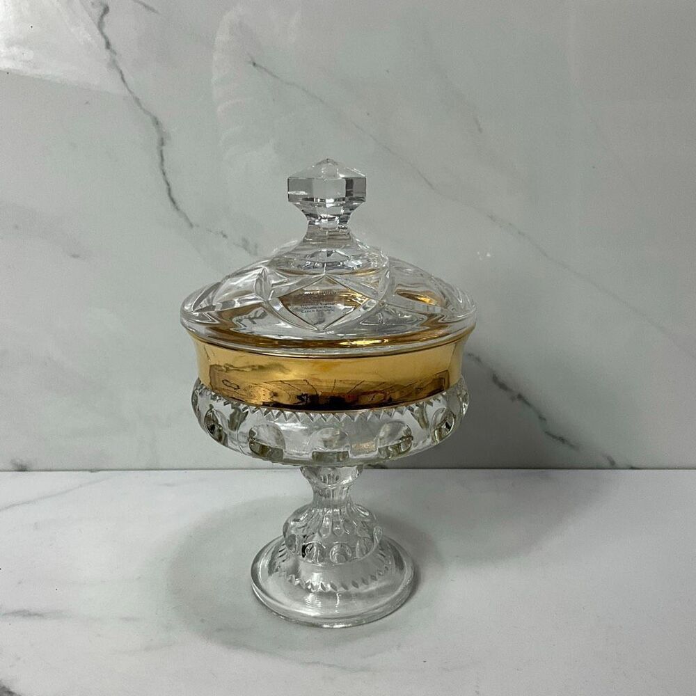 ROYAL LIMITED Crystal Pedestal Candy Dish With Lid